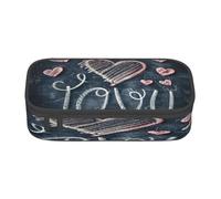 NBRIEU Trousse à crayons avec inscription « I Love You Words with Hearts » - Grande capacité - Plusieurs compartiments - Noir - Taille unique, Noir , Taille unique, impression