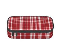 NBRIEU Trousse à crayons grande capacité, rouge et noir, à carreaux, organiseur de papeterie avec plusieurs compartiments, noir, taille unique, imprimé noir, Talla única, Noir , Taille unique, Imprimé