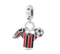 Nbsameng Breloque en argent sterling S925 compatible avec bracelets et colliers Pandora, cadeaux de vacances à faire soi-même pour femmes et filles, football, maillot et chaussures, Argent, Zircone