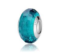 Nbsameng Breloque en Verre de Murano, Charms pour Bracelets et Chaînes pour Femme, Charm en Argent à 925, Breloques Compatibles Pandora, Gnoce et Trollbeads,Vert paon