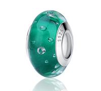 Nbsameng Breloque en Verre de Murano, Charms pour Bracelets et Chaînes pour Femme, Charm en Argent à 925, Breloques Compatibles Pandora, Gnoce et Trollbeads,Bulles Vertes