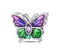 Nbsameng - Pandora breloque papillon de printemps, Charm en argent 925 avec zircon cubique 5A, Pandora et bracelet européen, breloque papillon printanier, boîte à bijoux
