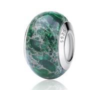 Nbsameng Perles en Vert Pierre naturelle, Charms pour Bracelets et Chaînes pour Femme, Charm en Argent à 925, Breloques Compatibles Pandora, Gnoce et Trollbeads