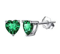 Nbsameng S925 Boucles d'oreilles en argent sterling avec cœur en zircon cubique pour les femmes, pierre de naissance, cadeau de bijoux hypoallergénique, 6MM, mai
