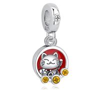Nbsameng S925 pendentif en argent sterling pour bracelets et colliers Pandora, un cadeau de fête pour les femmes, les filles, Maneki-Neko