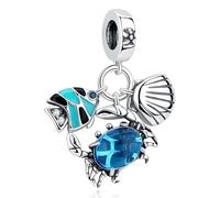 Nbsameng S925 pendentif en argent sterling pour bracelets et colliers Pandora, un cadeau de fête pour les femmes, les filles, Poissons Tropicaux, Crabes et Coquillages