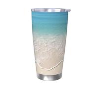 NBSKSDLK Beach Clear Sea Sand Gobelet isotherme de 591 ml en acier inoxydable avec couvercle et paille, tasse de voyage à double paroi pour chaud/froid, tasse thermique anti-déversement pour la maison