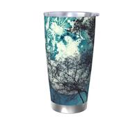 NBSKSDLK blue moon Gobelet à café isotherme de 591 ml en acier inoxydable avec couvercle et paille, tasse de voyage à double paroi pour chaud/froid, tasse thermique anti-déversement pour la maison, le