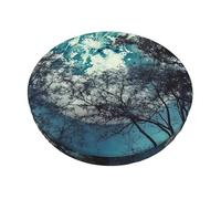 NBSKSDLK Blue Moon - Housses de tabouret de bar rondes avec bande élastique, lavables et amovibles en velours doux, 33 cm