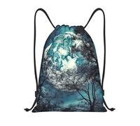 NBSKSDLK Blue Moon Sac à dos léger avec cordon de serrage pour homme et femme, noir, Small, Sacs à dos de voyage