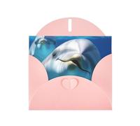 NBSKSDLK Cartes de vœux vierges avec enveloppes - Motif dauphin avec un sourire - Cartes postales personnalisées - 10,2 x 15,2 cm