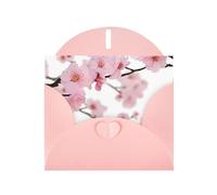 NBSKSDLK Cartes de vœux vierges en fleurs de cerisier japonais avec enveloppes, carte postale personnalisée, carte de remerciement, 10,2 x 15,2 cm