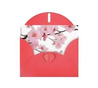 NBSKSDLK Cartes de vœux vierges en fleurs de cerisier japonais avec enveloppes, carte postale personnalisée, carte de remerciement, 10,2 x 15,2 cm