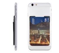NBSKSDLK Chicago City Portefeuille pour téléphone portable, porte-cartes à coller sur l'arrière de l'étui de téléphone - Pochette adhésive en cuir pour téléphone portable - Compatible avec la plupart