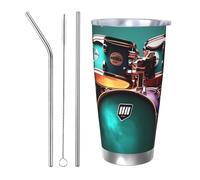 NBSKSDLK Ensemble de gobelets isothermes de 591 ml en acier inoxydable avec couvercle et paille - Tasse de voyage à double paroi pour chaud/froid - Anti-déversement - Pour la maison, le bureau, la