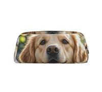 NBSKSDLK Golden Retriever - Trousse de maquillage pour homme et femme - Petite trousse de maquillage de voyage avec fermeture éclair - Trousse de toilette esthétique, sac de rangement tendance en cuir