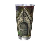 NBSKSDLK Gothic Fairy Garden Gobelet isotherme de 591 ml en acier inoxydable avec couvercle et paille, tasse de voyage à double paroi pour chaud/froid, tasse thermique anti-déversement pour la maison