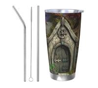NBSKSDLK Gothic Fairy Garden Gobelet isotherme de 591 ml en acier inoxydable avec couvercle et paille, tasse de voyage à double paroi pour chaud/froid, tasse thermique anti-déversement pour la maison