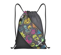 NBSKSDLK Graffiti Skateboard Sac à dos léger avec cordon de serrage pour homme et femme Sac de sport