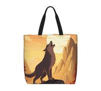 NBSKSDLK Grand sac fourre-tout de voyage avec fermeture éclair - Cadeau décontracté pour femme - Imperméable - Léger - Pour le travail - Réutilisable - Motif loup