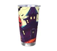 NBSKSDLK happy halloween Gobelet isotherme de 591 ml en acier inoxydable avec couvercle et paille, tasse de voyage à double paroi pour chaud/froid, tasse thermique anti-déversement pour la maison, le