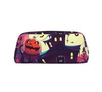 NBSKSDLK Happy Halloween Trousse de maquillage pour homme et femme - Petite trousse de maquillage de voyage avec fermeture éclair - Trousse de toilette esthétique, sac de rangement tendance en cuir