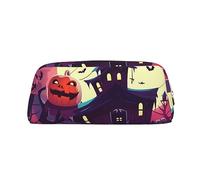 NBSKSDLK Happy Halloween Trousse de maquillage pour homme et femme - Petite trousse de maquillage de voyage avec fermeture éclair - Trousse de toilette esthétique, sac de rangement tendance en cuir