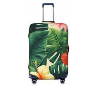 NBSKSDLK Hojas Tropicales y Flores Housse de protection pour valise, anti-rayures, lavable, élastique, approuvée par la TSA pour bagages de 45,7 à 81,3 cm, Noir , M