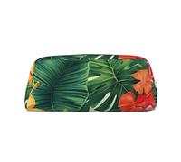 NBSKSDLK Hojas Tropicales y Flores Trousse de maquillage pour homme et femme - Petite trousse de toilette à fermeture éclair - Esthétique - Sac de rangement tendance en cuir, Argenté, taille unique