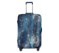 NBSKSDLK Housse de bagage de voyage abstraite bleue anti-rayures lavable housse de bagage élastique approuvée par la TSA pour bagages de 45,7 à 81,3 cm, Noir , M