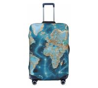 NBSKSDLK Housse de bagage de voyage avec carte du monde - Anti-rayures - Lavable - Élastique - Approuvé par la TSA - Convient aux bagages de 45,7 à 81,3 cm, Noir , S