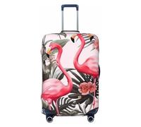 NBSKSDLK Housse de bagage de voyage avec imprimé floral flamant rose - Anti-rayures - Lavable - Housse de bagage élastique approuvée par la TSA - Convient aux bagages de 45,7 à 81,3 cm, Noir , L
