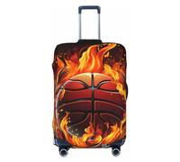 NBSKSDLK Housse de bagage de voyage avec logo de basket-ball avec flammes, protection de valise, anti-rayures, lavable, housse de valise élastique, approuvée par la TSA pour bagages de 45,7 à 81,3 cm