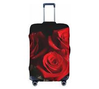 NBSKSDLK Housse de bagage de voyage avec roses rouges - Anti-rayures - Lavable - Élastique - Approuvé par la TSA - Convient aux bagages de 45,7 à 81,3 cm, Noir , S