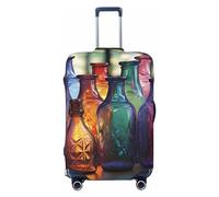 NBSKSDLK Housse de bagage de voyage colorée en verre résistant aux rayures et lavable, housse de valise élastique approuvée par la TSA pour bagages de 45,7 à 81,3 cm, Noir , XL