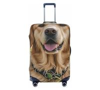 NBSKSDLK Housse de bagage de voyage Golden Retriever - Anti-rayures - Lavable - Élastique - Approuvé par la TSA - Convient aux bagages de 45,7 à 81,3 cm, Noir , L