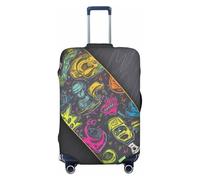 NBSKSDLK Housse de bagage de voyage, graffiti, skateboard, protection anti-rayures, lavable, housse de bagage élastique, approuvée par la TSA pour bagages de 45,7 à 81,3 cm, Noir , L