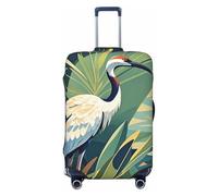 NBSKSDLK Housse de bagage de voyage, grue, oiseau, plantes sauvages, protection anti-rayures, lavable, housse de valise élastique approuvée par la TSA pour bagages de 45,7 à 81,3 cm, Noir , M