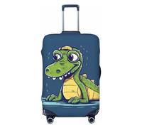 NBSKSDLK Housse de bagage de voyage motif crocodile de dessin animé, protection anti-rayures, lavable, housse de valise élastique approuvée par la TSA pour bagages de 45,7 à 81,3 cm, Noir , L