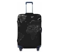 NBSKSDLK Housse de bagage de voyage noire avec motif carte du monde - Anti-rayures - Lavable - Élastique - Approuvé par la TSA - Convient aux bagages de 45,7 à 81,3 cm, Noir , L