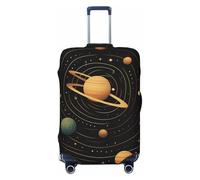 NBSKSDLK Housse de bagage de voyage rétro à motif astronomique - Anti-rayures - Lavable - Housse de bagage élastique approuvée par la TSA - Convient aux bagages de 45,7 à 81,3 cm, Noir , S