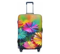 NBSKSDLK Housse de bagage de voyage, style abstrait, fleurs colorées, protection anti-rayures, lavable, housse de valise élastique, approuvée par la TSA pour bagages de 45,7 à 81,3 cm, Noir , L