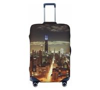 NBSKSDLK Housse de protection pour bagage de voyage Chicago City - Anti-rayures - Lavable - Élastique - Approuvé par la TSA - Convient aux bagages de 45,7 à 81,3 cm, Noir , L