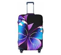NBSKSDLK Housse de protection pour bagage de voyage - Motif papillon bleu et violet - Anti-rayures - Lavable - Élastique - Approuvé par la TSA - Convient aux bagages de 45,7 à 81,3 cm, Noir , XL