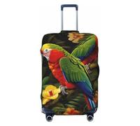 NBSKSDLK Housse de protection pour bagage de voyage motif perroquet tropical, anti-rayures, lavable, housse élastique approuvée par la TSA pour bagages de 45,7 à 81,3 cm, Noir , M