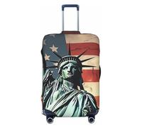 NBSKSDLK Housse de protection pour bagage de voyage, motif statue de la Liberté, drapeau américain, anti-rayures, lavable, housse de valise élastique approuvée par la TSA pour bagages de 45,7 à 81,3