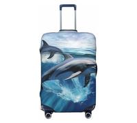 NBSKSDLK Housse de protection pour bagages de voyage motif dauphins - Anti-rayures - Lavable - Élastique - Approuvé par la TSA - Convient aux bagages de 45,7 à 81,3 cm, Noir , S