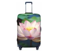 NBSKSDLK Housse de protection pour bagages de voyage - Motif fleurs de lotus - Anti-rayures - Lavable - Élastique - Approuvé par la TSA - Convient aux bagages de 45,7 à 81,3 cm, Noir , L