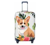 NBSKSDLK Housse de protection pour bagages de voyage, motif fleurs tropicales et corgi - Anti-rayures - Lavable - Élastique - Approuvé par la TSA - Convient aux bagages de 45,7 à 81,3 cm, Noir , S