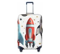 NBSKSDLK Housse de protection pour bagages de voyage motif fusées de dessin animé - Anti-rayures - Lavable - Élastique - Approuvé par la TSA - Convient aux bagages de 45,7 à 81,3 cm, Noir , S